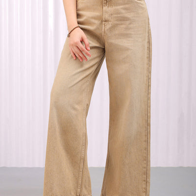 Women's Solid Bootcut High Rise Five Pocket Jeans