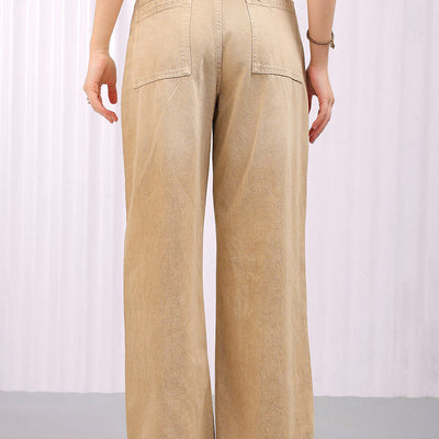 Women's Solid Bootcut High Rise Five Pocket Jeans