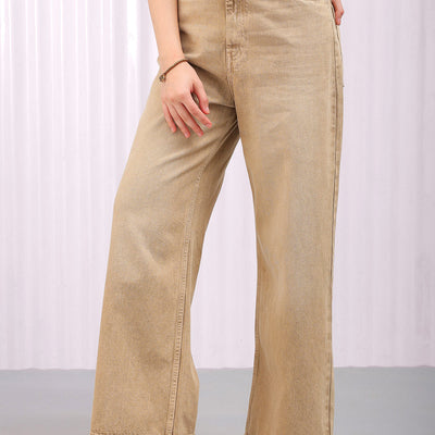 Women's Solid Bootcut High Rise Five Pocket Jeans