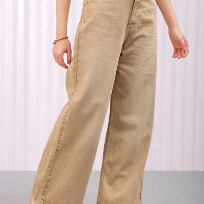 Women's Solid Bootcut High Rise Five Pocket Jeans