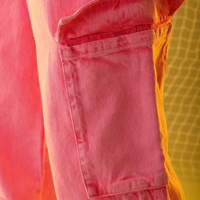 Women's Pink Relaxed Solid Jeans