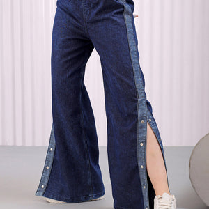 Women's Solid Flared High Rise Five Pocket Jeans
