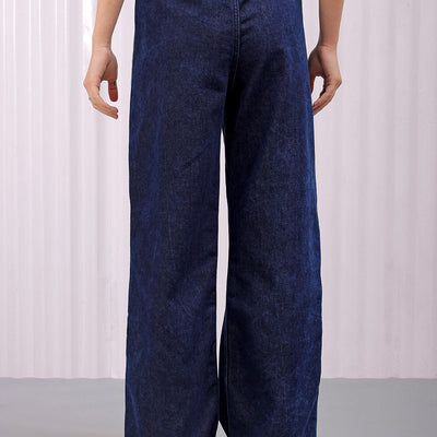 Women's Solid Flared High Rise Five Pocket Jeans