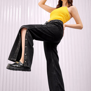 Women's Solid Flared High Rise Five Pocket Jeans