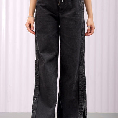 Women's Solid Flared High Rise Five Pocket Jeans