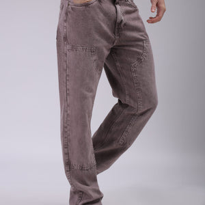 Men's Purple Relaxed Straight Fit Solid Carpenter Jeans