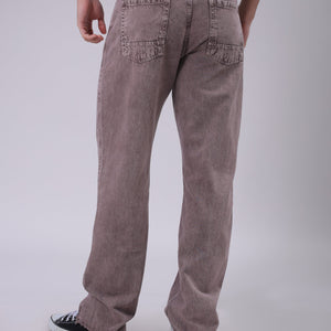 Men's Purple Relaxed Straight Fit Solid Carpenter Jeans