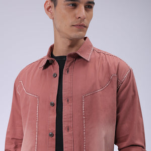Men's Burgundy Regular Fit Vintage Shirt
