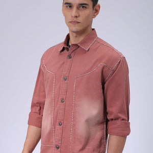 Men's Burgundy Regular Fit Vintage Shirt