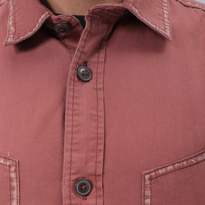 Men's Burgundy Regular Fit Vintage Shirt
