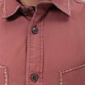 Men's Burgundy Regular Fit Vintage Shirt