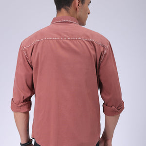 Men's Burgundy Regular Fit Vintage Shirt