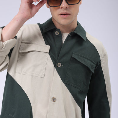 Men's Green Regular Fit Mix & Match Overshirt