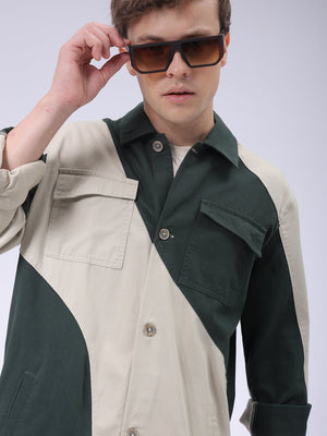 Men's Green Regular Fit Mix & Match Overshirt