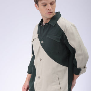 Men's Green Regular Fit Mix & Match Overshirt