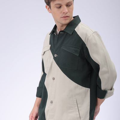 Men's Green Regular Fit Mix & Match Overshirt