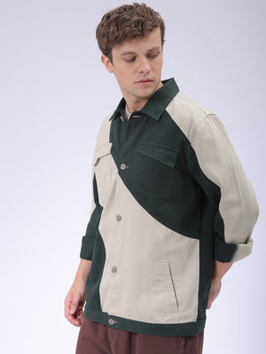 Men's Green Regular Fit Mix & Match Overshirt