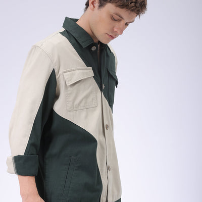Men's Green Regular Fit Mix & Match Overshirt