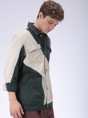 Men's Green Regular Fit Mix & Match Overshirt