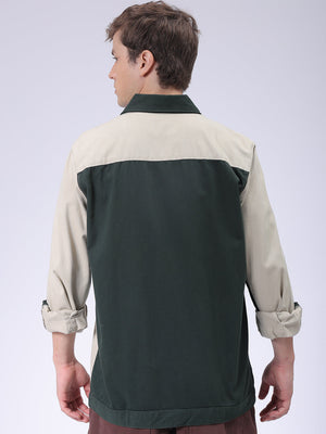 Men's Green Regular Fit Mix & Match Overshirt