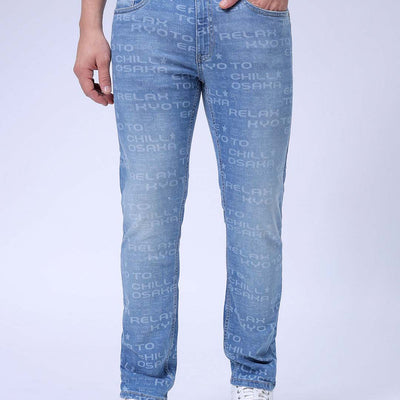 Men's Blue Slim Straight Fit Solid Stretchable Jeans