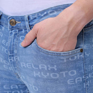 Men's Blue Slim Straight Fit Solid Stretchable Jeans