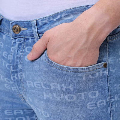 Men's Blue Slim Straight Fit Solid Stretchable Jeans