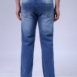 Men's Blue Bootcut Slim Fit Solid Stretchable Jeans
