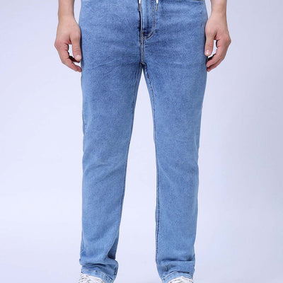 Men's Blue Regular Fit Solid Stretchable Denim Jogger