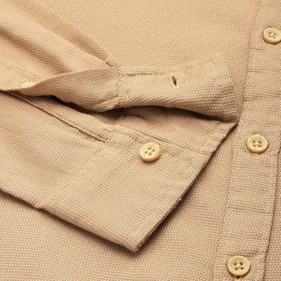 Men's Khaki Regular Fit Solid Resort Wear Shirt