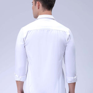 Men's White Slim Fit Solid Textured Partywear Shirt