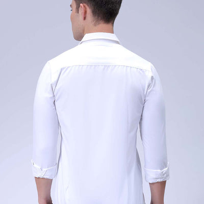Men's White Slim Fit Solid Textured Partywear Shirt