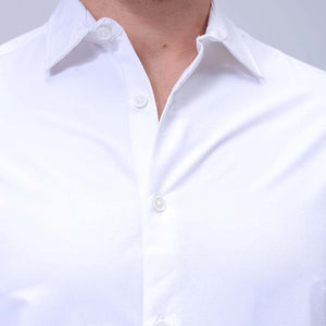 Men's White Slim Fit Solid Textured Partywear Shirt