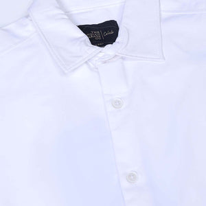 Men's White Slim Fit Solid Textured Partywear Shirt