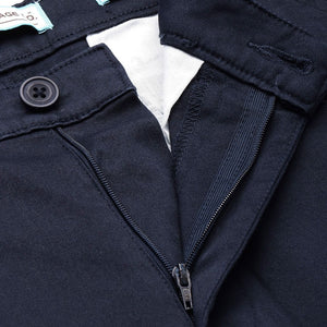 Men's Blue Regular Fit Solid Chinos