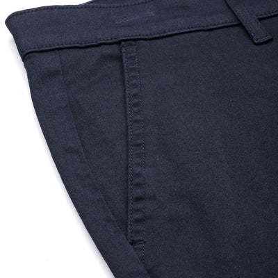 Men's Blue Regular Fit Solid Chinos