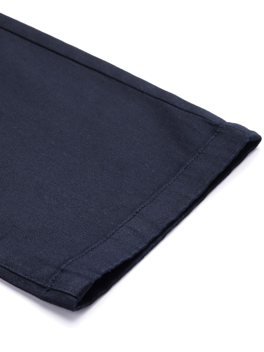 Men's Blue Regular Fit Solid Chinos