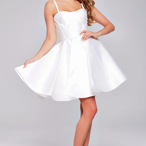 Satin Short Sleeveless A-line Dress by Jovani 09464