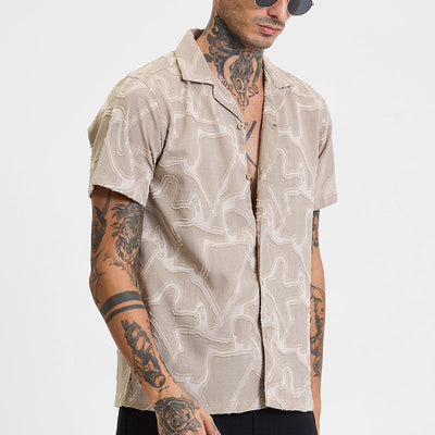 Beige Abstract Box Fit Shirt