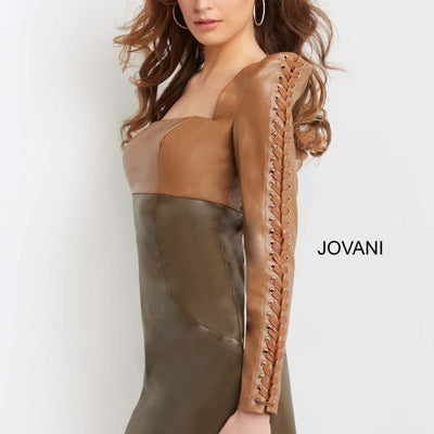 Jovani 09585 Homecoming Short Leather Cocktail Dress