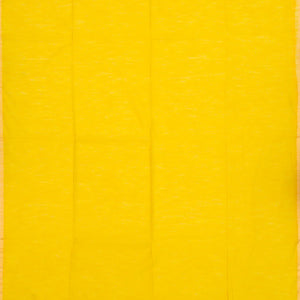 Yellow Plain Bengal Cotton Saree With Printed Blouse