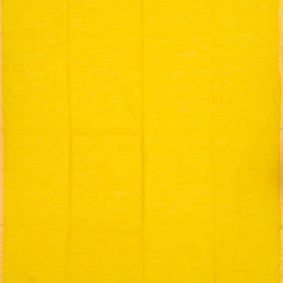 Yellow Plain Bengal Cotton Saree With Printed Blouse