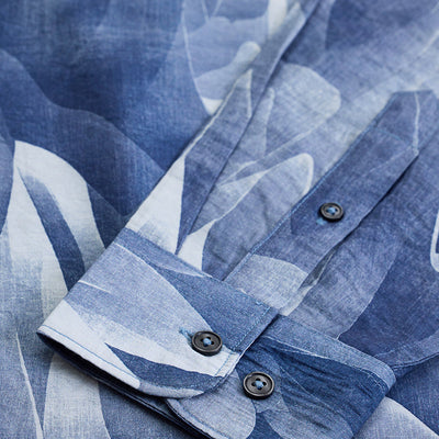 Blue Abstract Regular Fit Shirt
