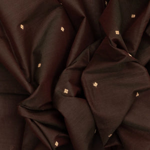 Dark Brown Chettinad Cotton Saree With Diamond Buttas
