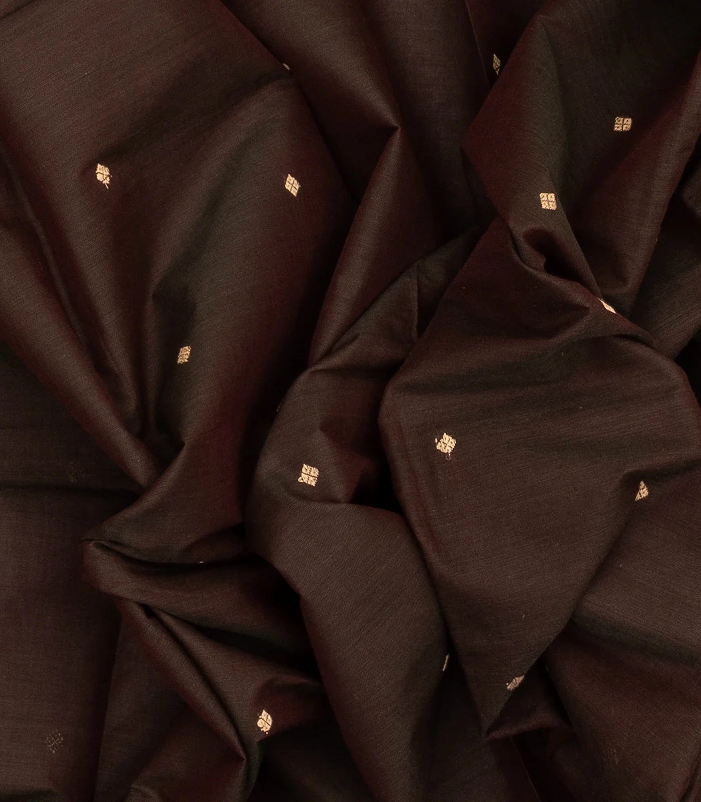 Dark Brown Chettinad Cotton Saree With Diamond Buttas
