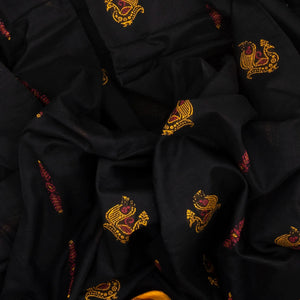 Black Handloom Orissa Cotton Saree With Tie & Dye Pallu
