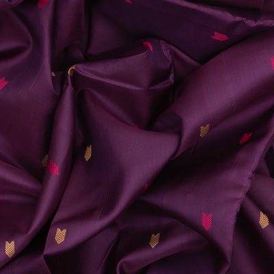 Purple Handloom Kanchi Cotton Saree With Vanki Motifs