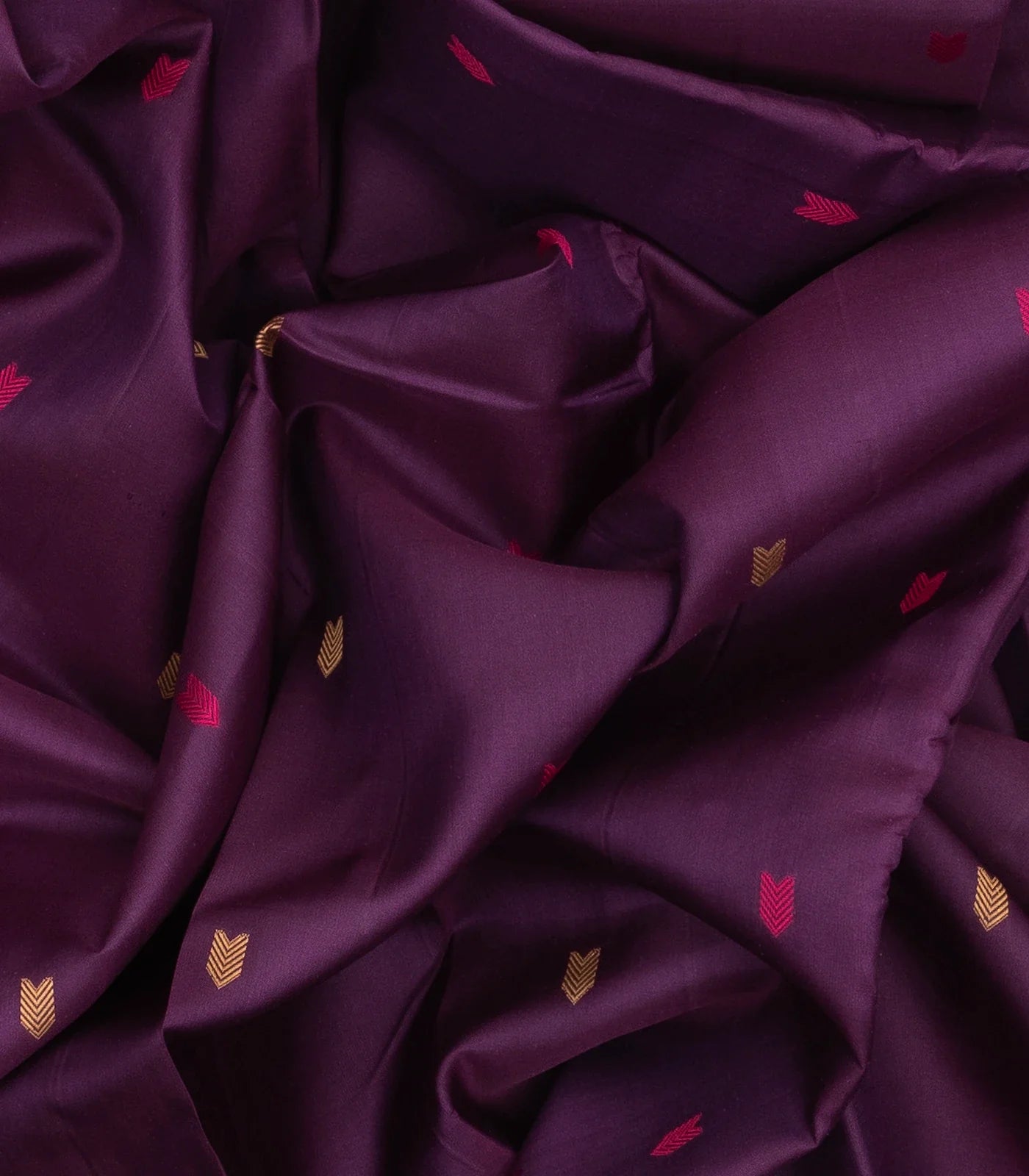 Purple Handloom Kanchi Cotton Saree With Vanki Motifs