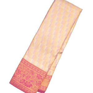 Baby Pink Handloom Kanchipuram Silk Saree With Zari Motifs