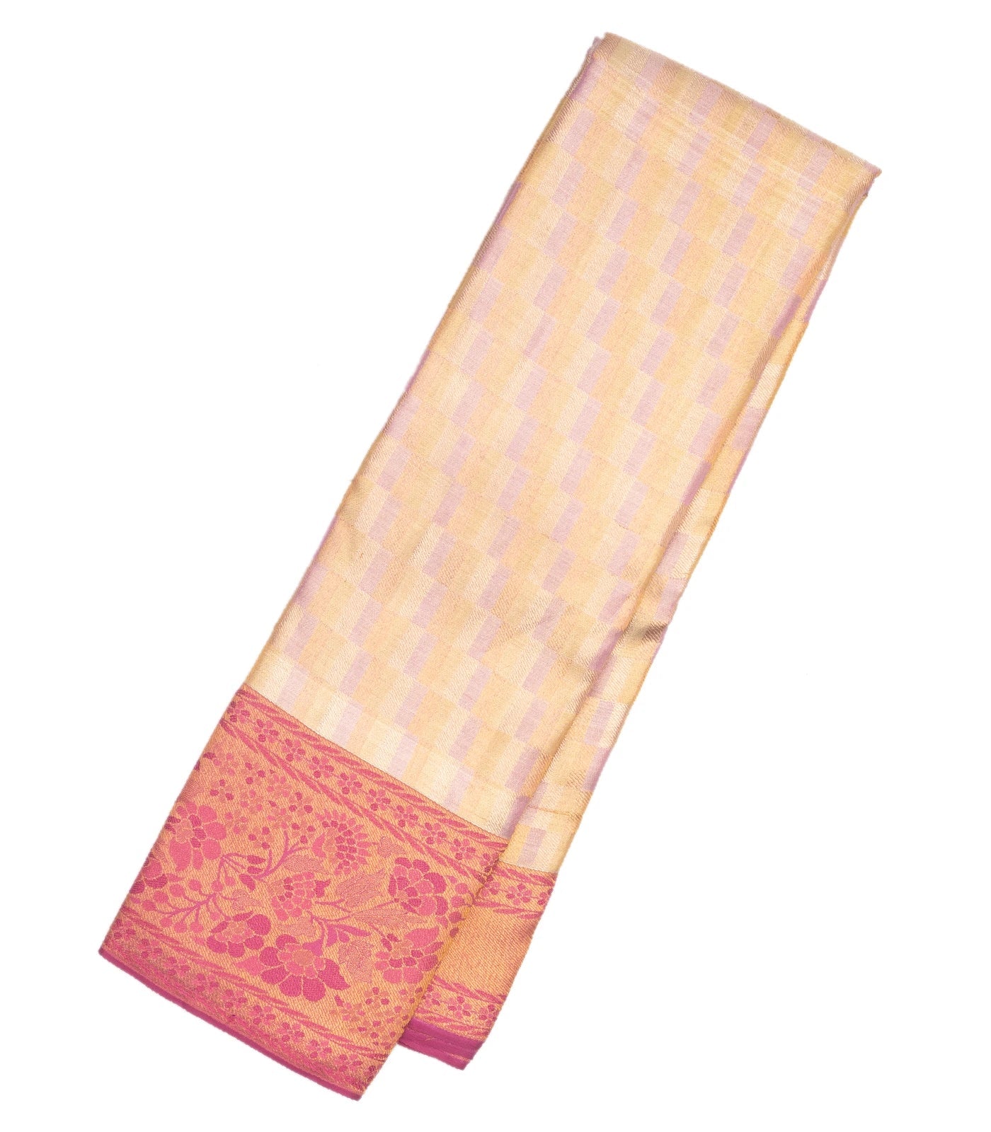 Baby Pink Handloom Kanchipuram Silk Saree With Zari Motifs